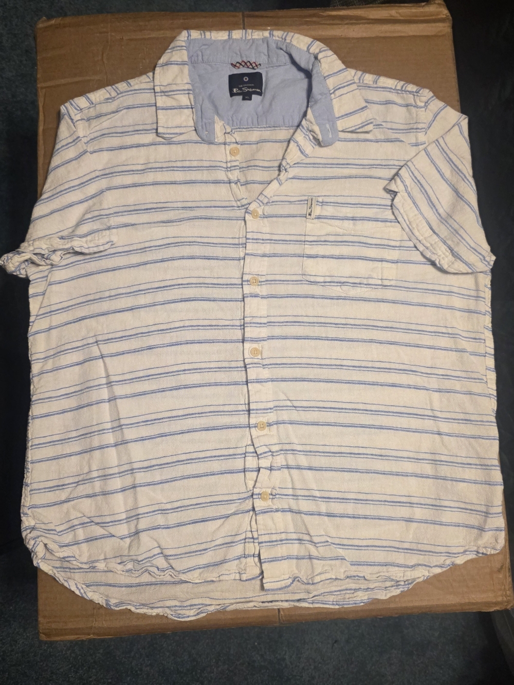 Ben Sherman White Shirt with Light Blue Stripes